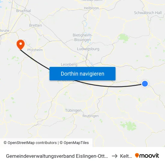 Gemeindeverwaltungsverband Eislingen-Ottenbach-Salach to Keltern map