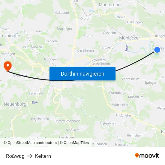 Roßwag to Keltern map