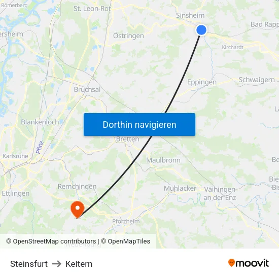 Steinsfurt to Keltern map