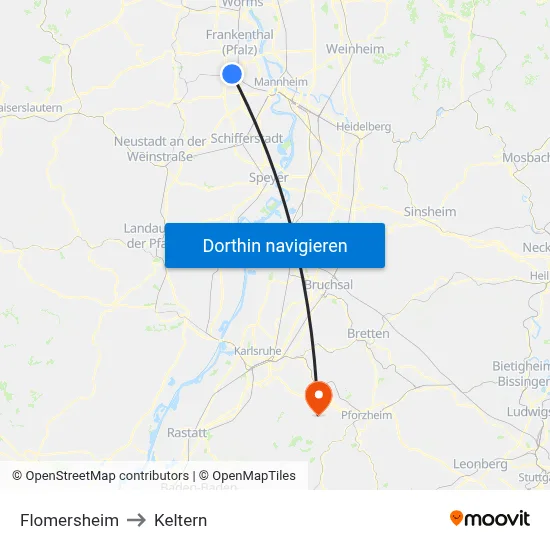 Flomersheim to Keltern map