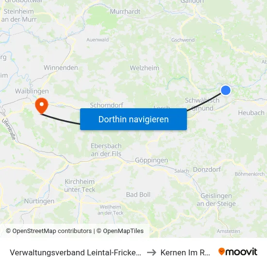 Verwaltungsverband Leintal-Frickenhofer Höhe to Kernen Im Remstal map