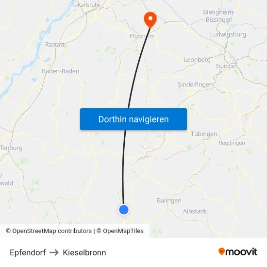 Epfendorf to Kieselbronn map