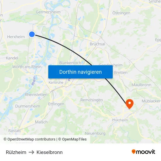 Rülzheim to Kieselbronn map