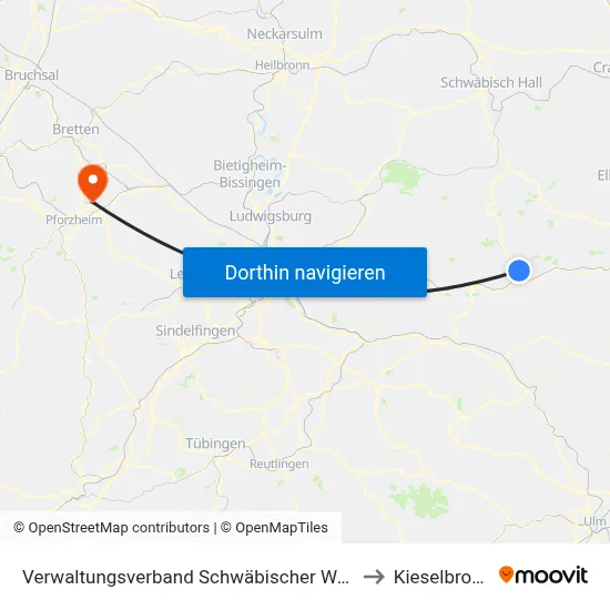Verwaltungsverband Schwäbischer Wald to Kieselbronn map