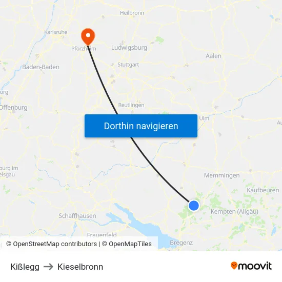 Kißlegg to Kieselbronn map