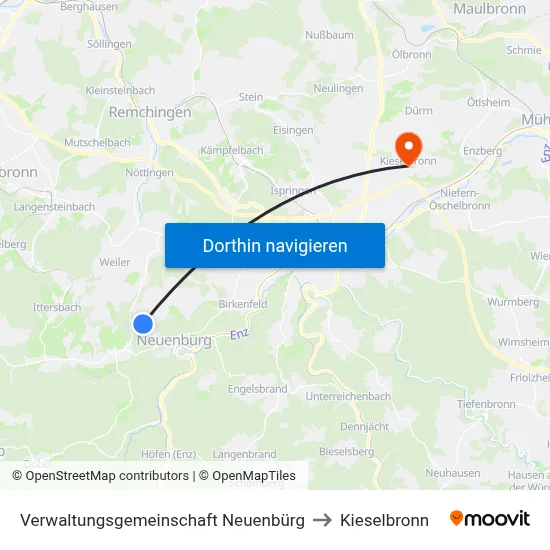 Verwaltungsgemeinschaft Neuenbürg to Kieselbronn map