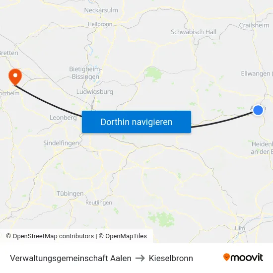 Verwaltungsgemeinschaft Aalen to Kieselbronn map