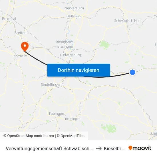 Verwaltungsgemeinschaft Schwäbisch Gmünd to Kieselbronn map