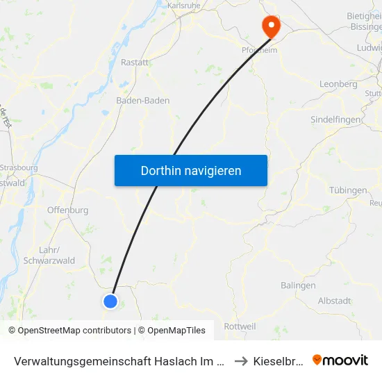 Verwaltungsgemeinschaft Haslach Im Kinzigtal to Kieselbronn map