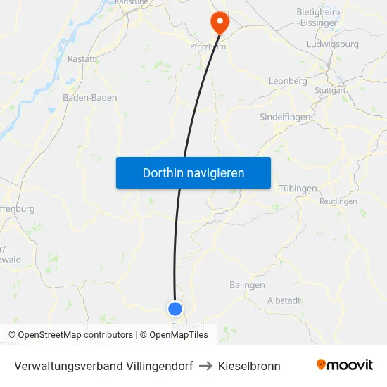 Verwaltungsverband Villingendorf to Kieselbronn map