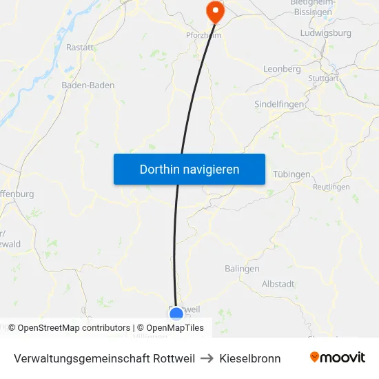 Verwaltungsgemeinschaft Rottweil to Kieselbronn map
