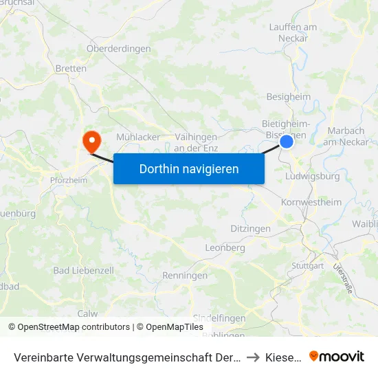Vereinbarte Verwaltungsgemeinschaft Der Stadt Bietigheim-Bissingen to Kieselbronn map