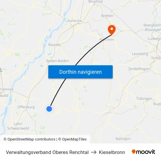 Verwaltungsverband Oberes Renchtal to Kieselbronn map