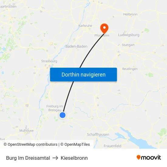 Burg Im Dreisamtal to Kieselbronn map