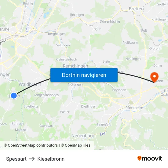 Spessart to Kieselbronn map