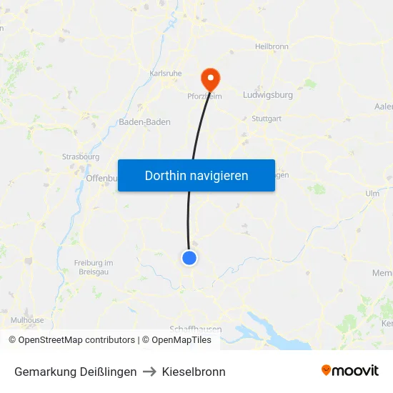 Gemarkung Deißlingen to Kieselbronn map