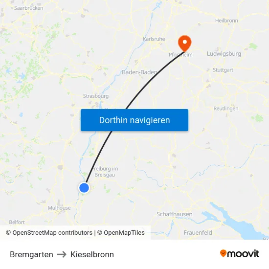 Bremgarten to Kieselbronn map