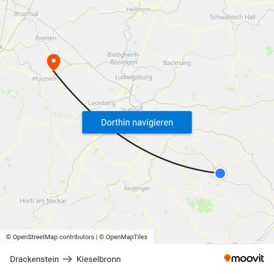 Drackenstein to Kieselbronn map
