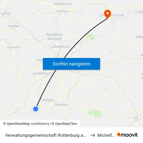 Verwaltungsgemeinschaft Rottenburg am Neckar to Michelfeld map