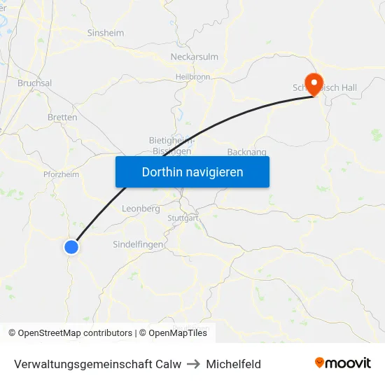 Verwaltungsgemeinschaft Calw to Michelfeld map