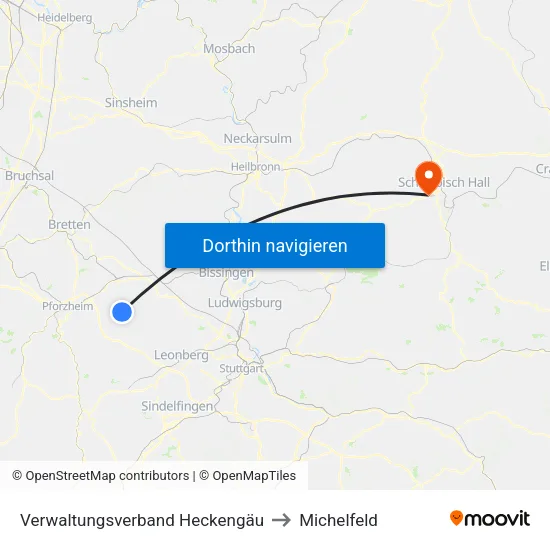 Verwaltungsverband Heckengäu to Michelfeld map