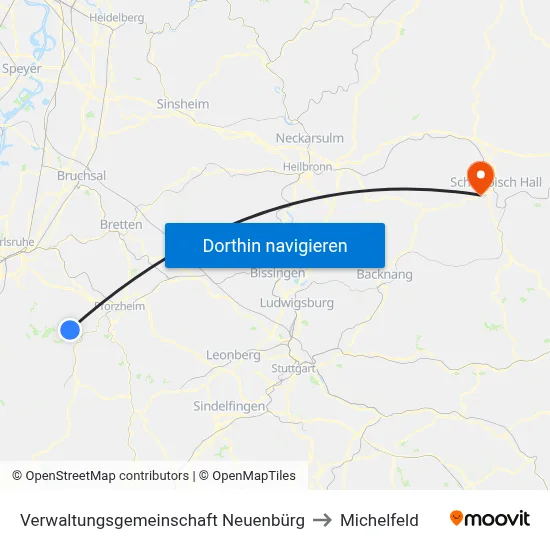 Verwaltungsgemeinschaft Neuenbürg to Michelfeld map