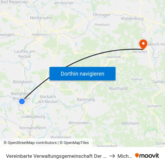 Vereinbarte Verwaltungsgemeinschaft Der Stadt Bietigheim-Bissingen to Michelfeld map