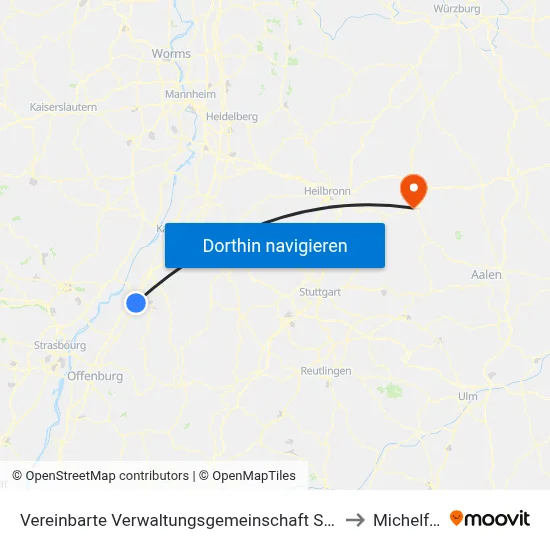 Vereinbarte Verwaltungsgemeinschaft Sinzheim to Michelfeld map