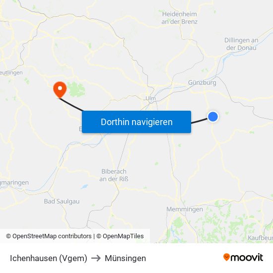 Ichenhausen (Vgem) to Münsingen map