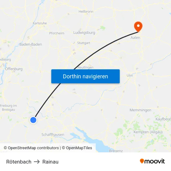 Rötenbach to Rainau map