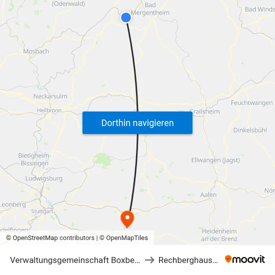 Verwaltungsgemeinschaft Boxberg to Rechberghausen map