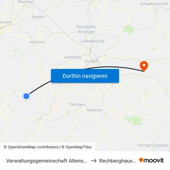 Verwaltungsgemeinschaft Altensteig to Rechberghausen map