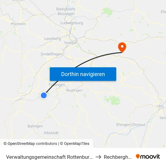Verwaltungsgemeinschaft Rottenburg am Neckar to Rechberghausen map