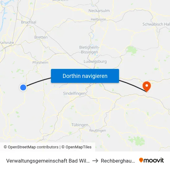 Verwaltungsgemeinschaft Bad Wildbad to Rechberghausen map