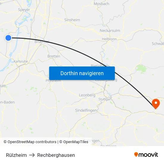 Rülzheim to Rechberghausen map