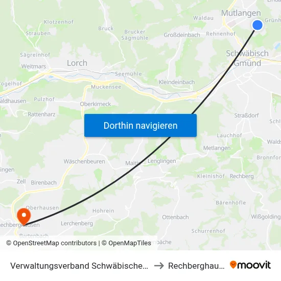 Verwaltungsverband Schwäbischer Wald to Rechberghausen map