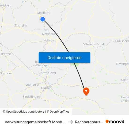 Verwaltungsgemeinschaft Mosbach to Rechberghausen map