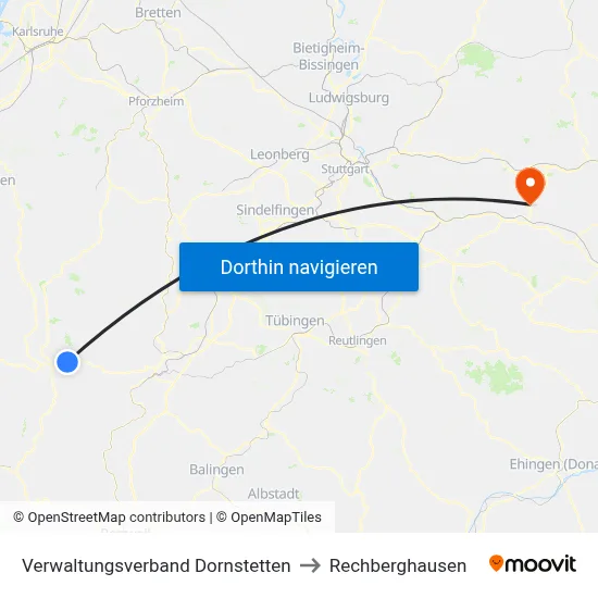 Verwaltungsverband Dornstetten to Rechberghausen map