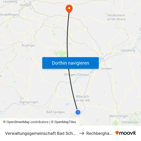 Verwaltungsgemeinschaft Bad Schussenried to Rechberghausen map