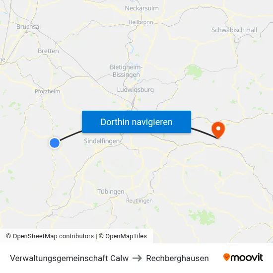 Verwaltungsgemeinschaft Calw to Rechberghausen map