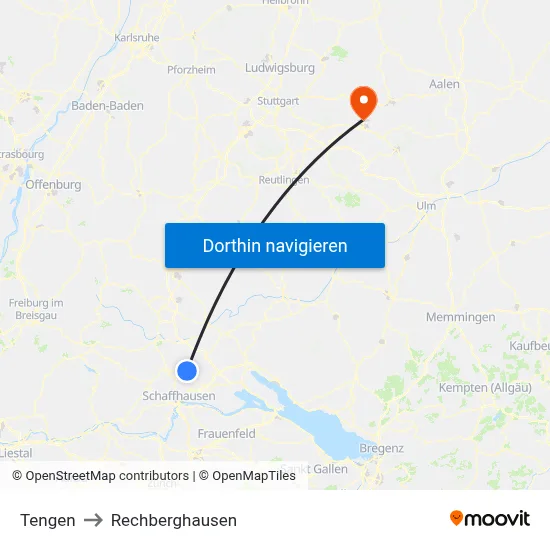 Tengen to Rechberghausen map