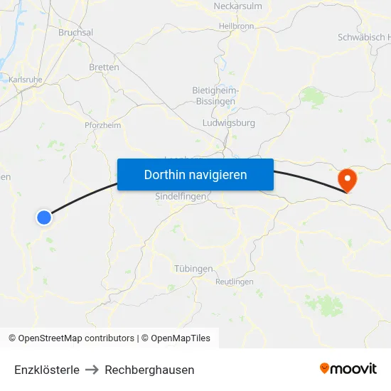 Enzklösterle to Rechberghausen map