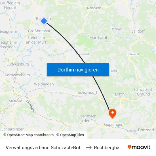 Verwaltungsverband Schozach-Bottwartal to Rechberghausen map