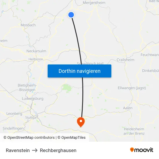 Ravenstein to Rechberghausen map