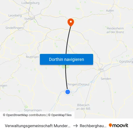 Verwaltungsgemeinschaft Munderkingen to Rechberghausen map
