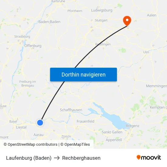Laufenburg (Baden) to Rechberghausen map