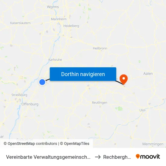 Vereinbarte Verwaltungsgemeinschaft Sinzheim to Rechberghausen map