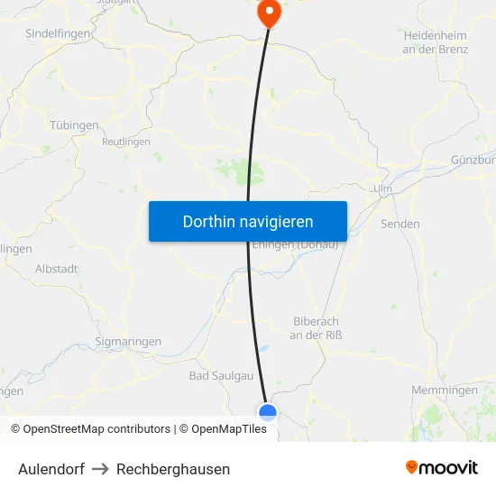 Aulendorf to Rechberghausen map