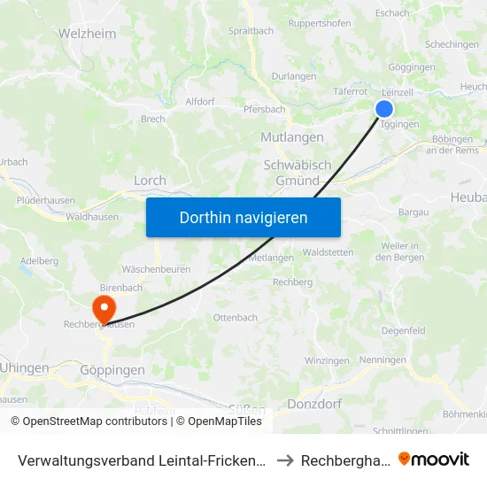 Verwaltungsverband Leintal-Frickenhofer Höhe to Rechberghausen map