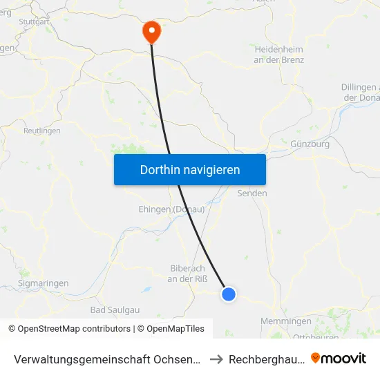 Verwaltungsgemeinschaft Ochsenhausen to Rechberghausen map